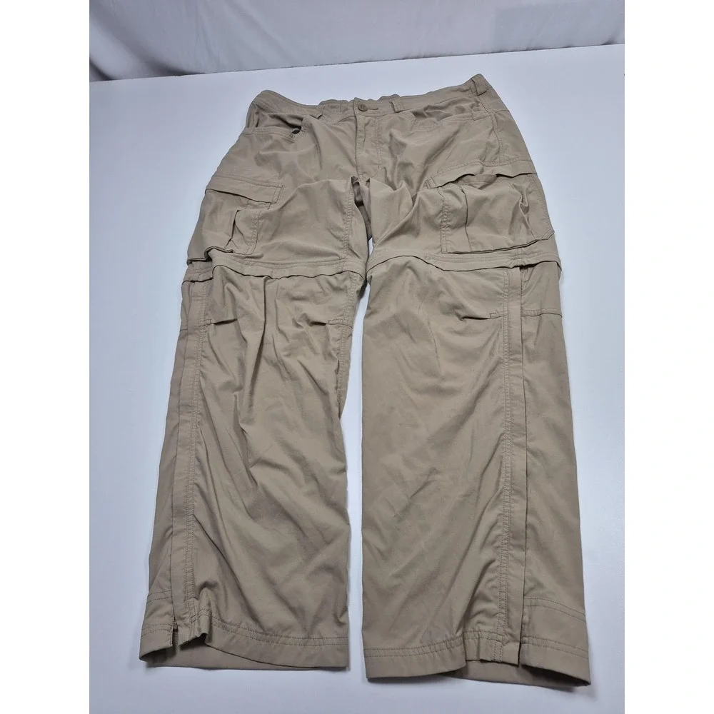 REI Co-op Convertible Pants Mens 40x30 Beige Hiking Zip Pocket Stretch Outdoor